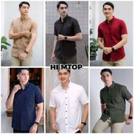 KEMEJA Men's black short-sleeved shirt Men's plain black shirt Men's white shirt Men's gray shirt Sh