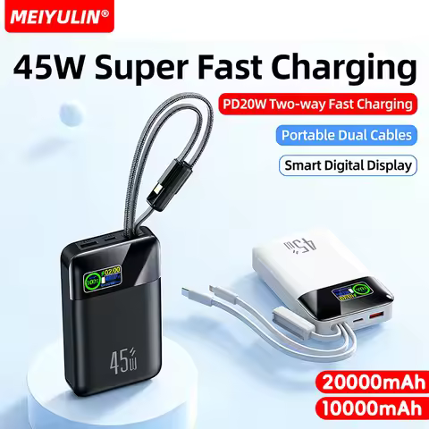 20000mAh 45W Portable Power Bank 10000mAh USB C Cable Fast Charging Mobile External Spare Battery Fo
