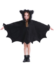 Bat Costume for Kids Animal Cosplay Girls Black Cute Cozy Children Halloween Vampire Zipper Dress