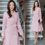 มี4สีค่ะ เดรสสูทคอปกลูกไม้ S-5XL ชุดทำงานผู้หญิง ออกงาน ไปงาน สีดำ ขาว ชมพู Blazer สูทแฟชั่น ชุดสาวอ