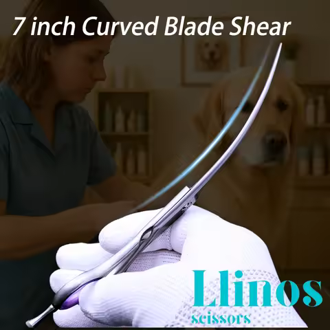 7 Inch Curved Blade Shear | 9CR18MOV Stainless Steel Dog Grooming Scissors | Professional Pet Curved
