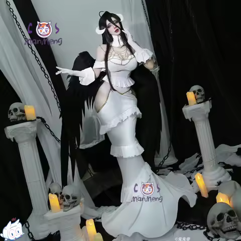 Anime Overlord Albedo Cosplay Costumes OVERLORD Dresses Cosplay Shoes Horns Uniform Wings Women Wigs
