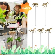 LANSEL Horse Straw Decoration, Water Cup Accessories Metal Horse Stirrer Drink Stirrers, Gifts Drink Tool Horse Shape Metal Horse Straw