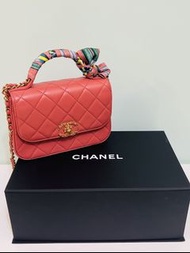 99% New Chanel Flab Bag 郵差包 珊瑚粉