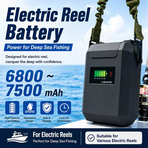 14.8V 6800mAh Electric Fishing Reel Battery LCD Display WaterProof 7500mAh Sea Fishing Reel Battery 