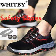 Brand WHITBY Safety Shoes (3 วันมาถึง) รองเท้าทำงานสำหรับผู้ชายและผู้หญิงลื่นรองเท้ากันแทงขนาดบวกรองเท้านิ้วเท้าเหล็กสำหรับผู้ชายรองเท้าหนัก