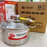 3-layer 304 stainless steel pot with glass bottom lid from TiCook - 304 stainless steel pot -TiCook 