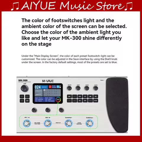 M-VAVE Guitar Multi-Effect Processor Pedal MK-300 11 FX Modules Looper+128 150s Drum MIDI ANN DAW Ne