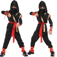 5 Pcs Boys Ninja Costume Halloween Cosplay Japanese Samurai Warrior Fancy Dress Set