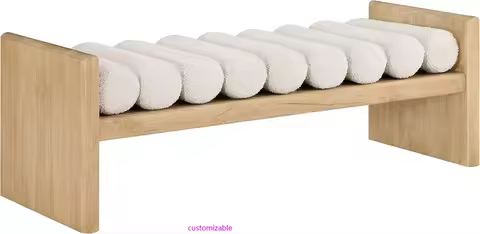 179Cream Waverly Collection Modern | Contemporary Bench with Solid Wood Rich Natural Finish, 52" W x