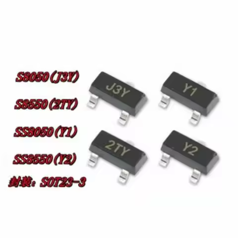 100PCS S8050 S8550 SS8050 SS8550 Screen J3Y 2TY Y1 Y2 SOT23-3 SMD Transistors