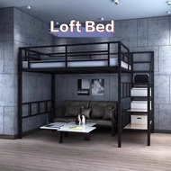 Iron Bed Loft Bed Frame Duplex Multi-function Space Saving Apartment Bed Queen King Bed 床 Katil