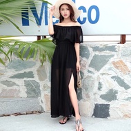 L Size Dinner Cross Shoulder Dinner Dress Black Color Dress
