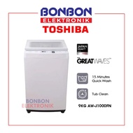 TERBARU Toshiba Mesin Cuci 1 Tabung 9KG AW-J1000FN / AWJ 1000 FN /