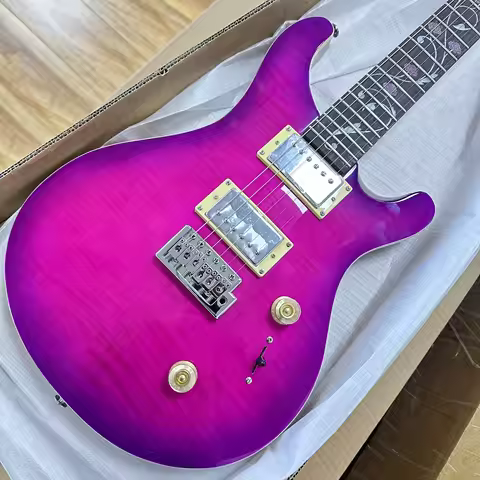 PRS Custom Purple Burst Electric Guitar - Floral Inlay Floyd Rose Tremolo-Electric Guitar-Themed Gif