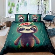 Cute Sloth Bedding Set For Kids Cartoon Duvet Cover Set White Bed Set Green Duvet Cover Boys Girls B