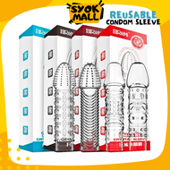 SYOK MALL Reusable Condom Sleeve Dick Extender Enlarger Sleeve With Dotted Ribbed Kondom Berduri Tah