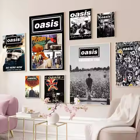 Band T-the R-rain Cool O-oasis Self-adhesive Art Poster Retro Kraft Paper Sticker DIY Room Bar Cafe 