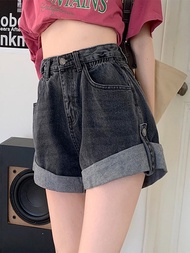 High Waist Loose Fit Denim Shorts Summer plus Size Womens Clothing Harem Style Wide Leg Hot Pants Cu