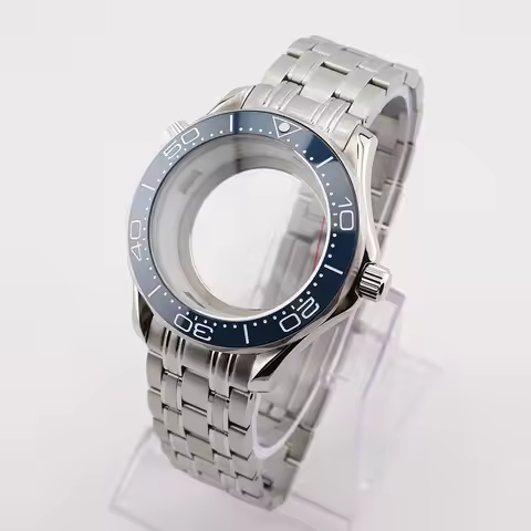 42mm Stainless Steel NH35 Watch Case Bracelet with Ceramic Bezel Insert for Seiko Mods Seamaster Men
