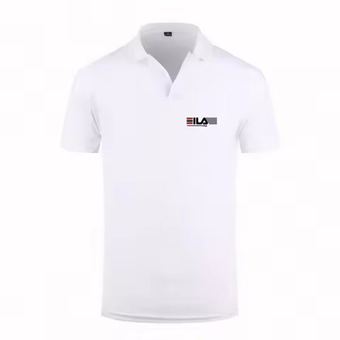 Men's White Evisu Style Print Polo Shirt Short Sleeve Summer Quick Dry Breathable Casual Tops For St