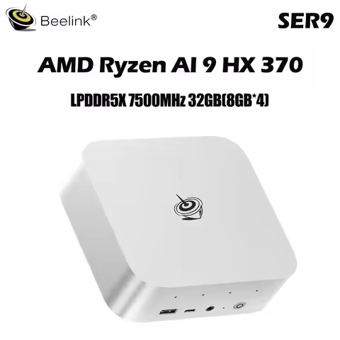 Beelink SER9 Mini PC AMD Ryzen™ AI 9 HX 370 LPDDR5X 7500MHz 32GB(8GB*4) WiFi6 BT5.2 Desktop Office G