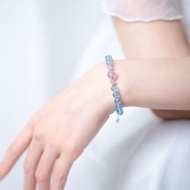 海藍寶粉水晶手鍊|粉水晶14k包金手鏈 天然石水晶客製化禮物