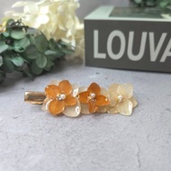 復古橘調繡球永生花髮夾