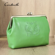 CONTACT's Genuine Leather Long Wallet with Kiss Lock for Women