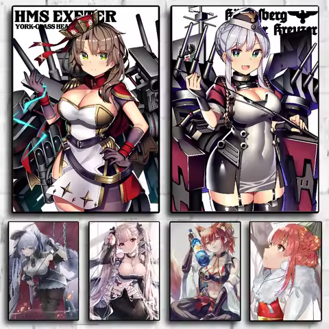 Azur Lane Classic Vintage Posters Decoracion Painting Wall Art White Kraft Paper Kawaii Room Decor