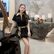 D70 BIGSIZE DRESS WITH FLOWER BELT SHIRT COLLAR DRESS BIG SIZE DRESS