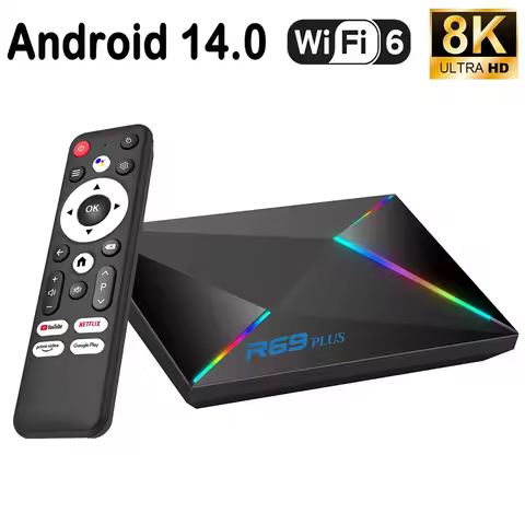 R69 Plus Smart TV Box Ultra HD 8K 4K Allwinner H728 Octa Core 4GB 64GB Voice Control TV Box WIFI 6 A