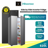Hisense 620L Side by Side INVERTER Refrigerator Fridge RS666N4ACN (Silver) | RS666N4ABNIV (Black)
