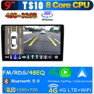 TS10เครื่องเสียงติดรถยนต์ระบบแอนดรอยด์เครื่องเสียงติดรถยนต์8 Core 2din Mp5 8 Core รองรับกล้อง360ไร้สายในรถแอนดรอยด์ WIFI GPS 4G SIM Fm/am EQ DSP Bluetooth