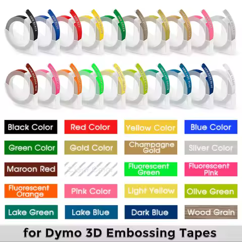 1pcs Compatible Dymo Printer 3D Embossing Tapes 9mm Plastics Label Replace for Dymo 12965 1610 Label