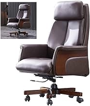 WSJTT Leather Office Chair, Luxurious Home Office Conference Chair with Casters, Side Chair Reception Chair with Frame Finish Ergonomic Lumbar Support