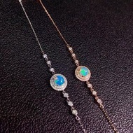 👑天然 歐泊 蛋白石 925 純銀 鍍18K白金 手鏈👑Natural Opal 925 Silver 18K White Gold plated Bracelet