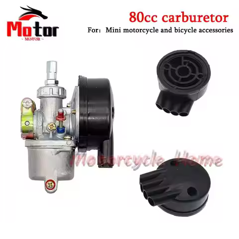 80CC Carburetor with Air Filter Suitable for Mini Motorcycle and Bicycle Accessories, Two-Stroke 50C