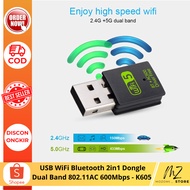 USB WiFi Bluetooth 2in1 Dongle Dual Band 802.11AC 600Mbps - K605 Bluetooth Connection and WI Fi
