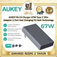 AUKEY PA-C4 Charger 67W Type C Slim Adaptor 2 Port Fast Charging PD GaN Technology Samsung iphone