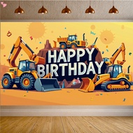 Construction Birthday Banner Excavator Crane Birthday Party Decorations for Boys Construction Bday P