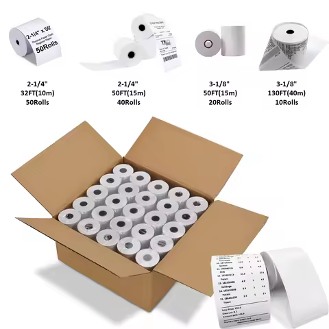 2/5 Rolls 57x40mm/80x80mm BPA Free Thermal Paper Roll POS Cash Register Receipt Paper for Credit Car