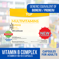 (Neurobion Forte Generic) Super B - Vitamin B Complex /  B1 + B6 + B12 / 300mg / 100mg / 100mcg Capsules