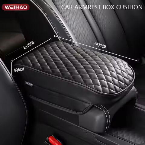 Car Armrest Box Pad Storage Box Cover Genuine Leather Patterned Armrest Box Pad Center Pad Interior