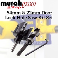 2pcs Hole Saw Door Lock Installation Kit Woodworking Drill Cutter 54mm/22mm/Gergaji Lubang Pintu