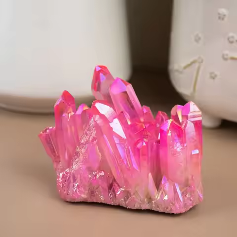 One random halo rose quartz cluster, pink crystal mineral specimen, home décor, Christmas gift, crys