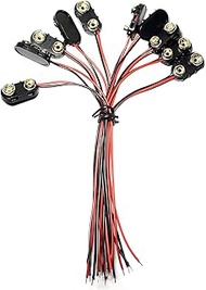 LampVPath (Pack of 10 I-Type 9V Battery Connector, 9 Volt Battery Clip, 9V Battery Clip Connector wi