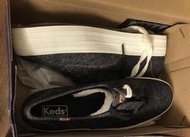 全新Keds灰黑色牛仔布厚底布鞋