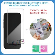 XM 14T 14T Pro RM Not 14 Tempered Glass Transparent Not Full Screen + Shockproof Clear Flexible Case