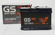 GS LN3-DIN75 : TOYOTA REVO, FORTUNER, NISSAN TERRA, FORD EVEREST, RANGER, BT50, BENZ, BMW, MG GS, VOLV0, VOLKSWAGEN, etc. แบตเตอรี่รถยนต์ ชนิดขั้วจม